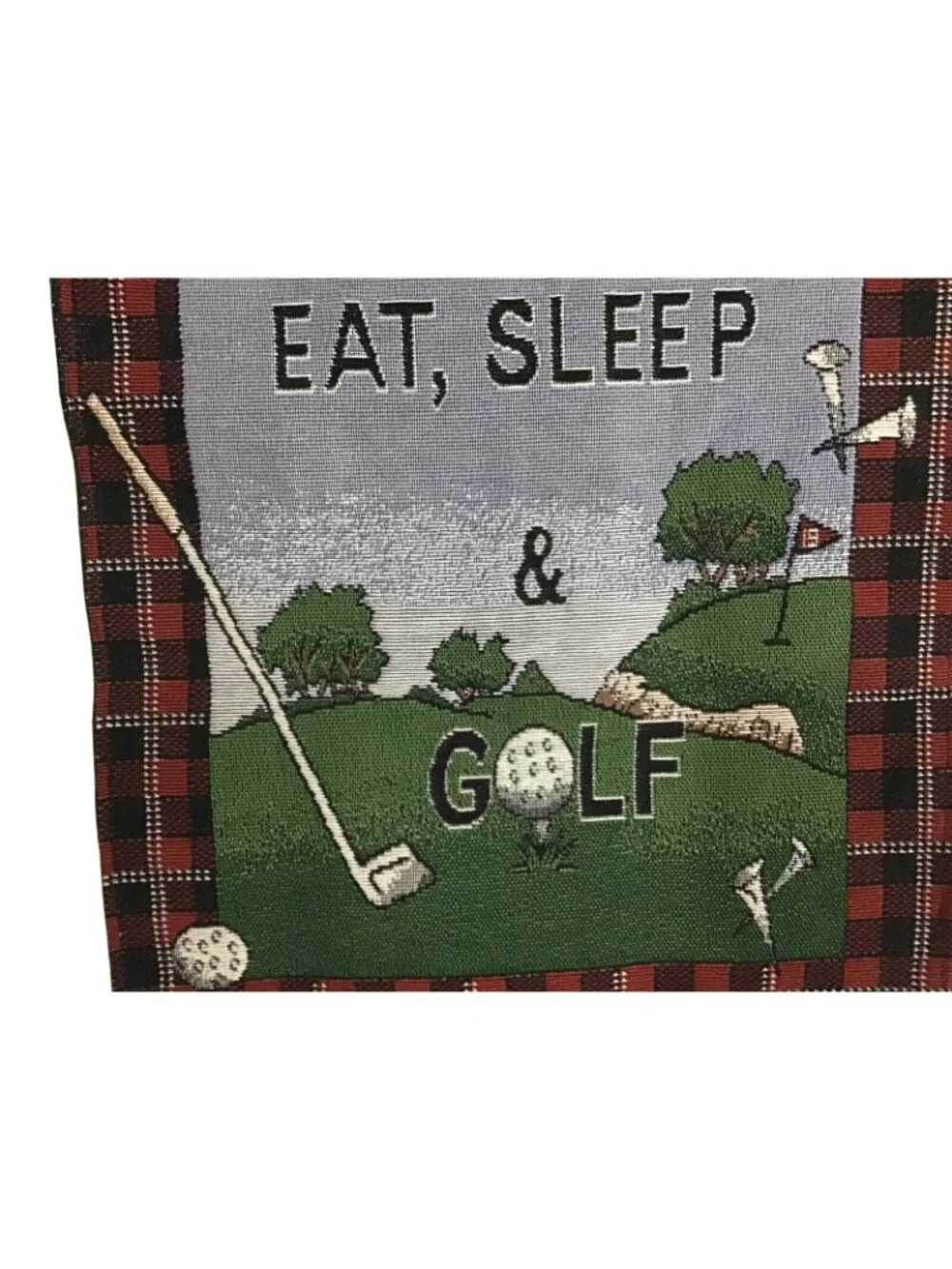 Windham Weavers Vintage 2001 Eat Sleep and Golf Tapestry Wall Hanging